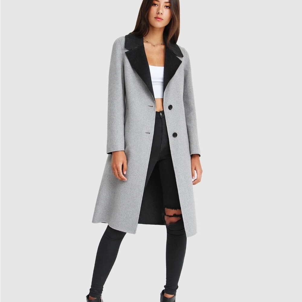 Belle & bloom Lexington Two-Tone Wool Blend Coat - Grey size M NWT